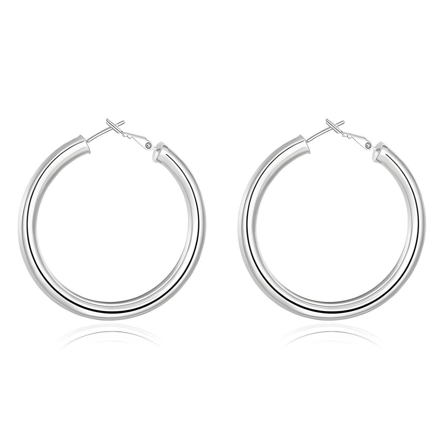 Flo is stainless steel plain hoop stud design earrings