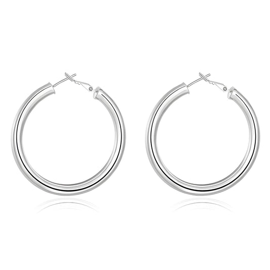 Flo is stainless steel plain hoop stud design earrings