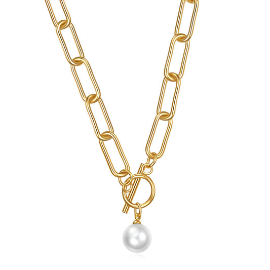 Freya 18K AAA gold plated chain with pearl charm necklace
