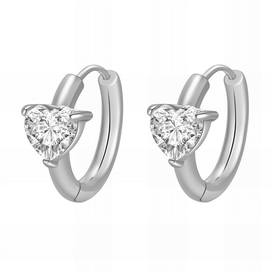 Lily is a Small stainless steel hoop earring  with a zirconia heart diamond