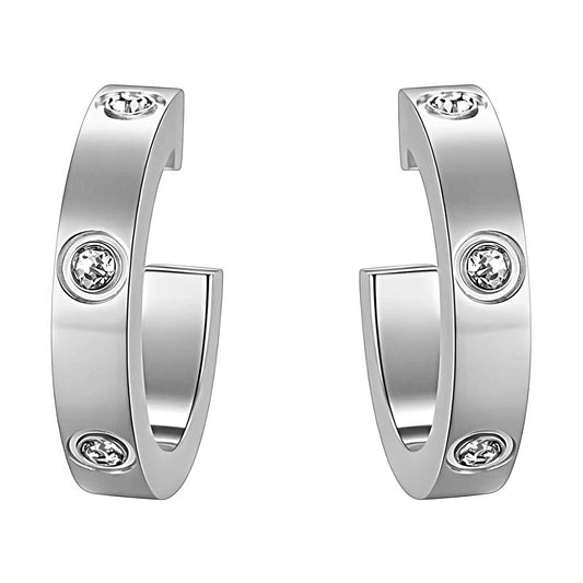 Hannah is stainless steel hoop earrings with zirconia diamonds