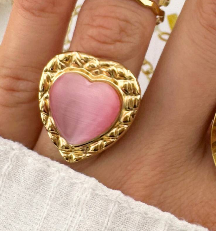 Alba 18k AAA gold-plated Pink Heart ring