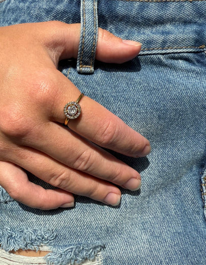 Faith is a 18k AAA gold plated adj gold gem and zircon gem ring