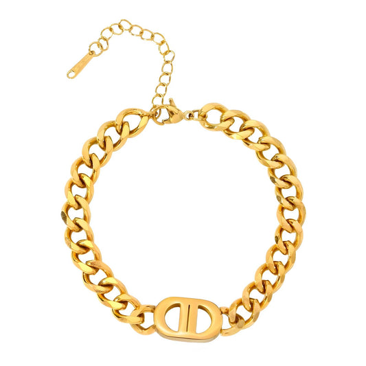 Jude is a 18k AAA gold plated chunky curb design chain bracelet