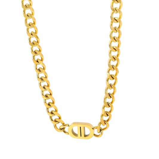 Jude is a 18k AAA gold plated chunky curb design chain Necklace