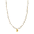 Jupiter is a Pearl necklace with a 18k AAA gold plated beaded charm