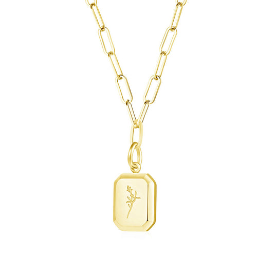 Lola 18k AAA gold plated vintage square flower charm necklace