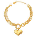 Millie 18k AAA gold plated double chain bracelet with a Gold heart charm