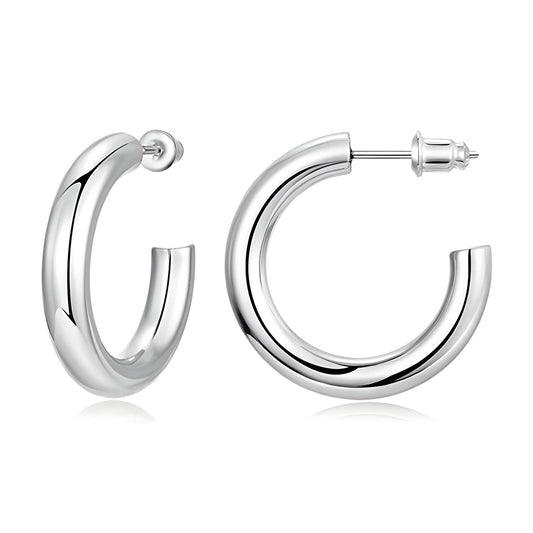 Sloane is stainless steel plain hoop stud earrings