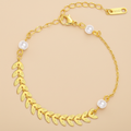Athena is an 18k AAA gold plated pearl and leaf anklet