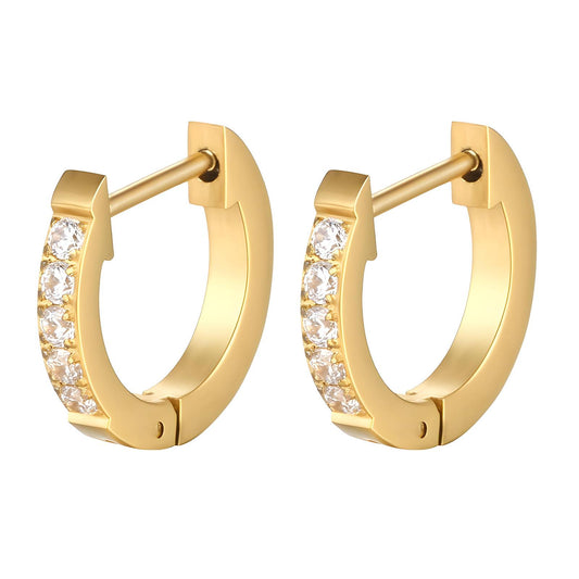 Camille 18k AAA gold plated and zircon gem hoop earrings