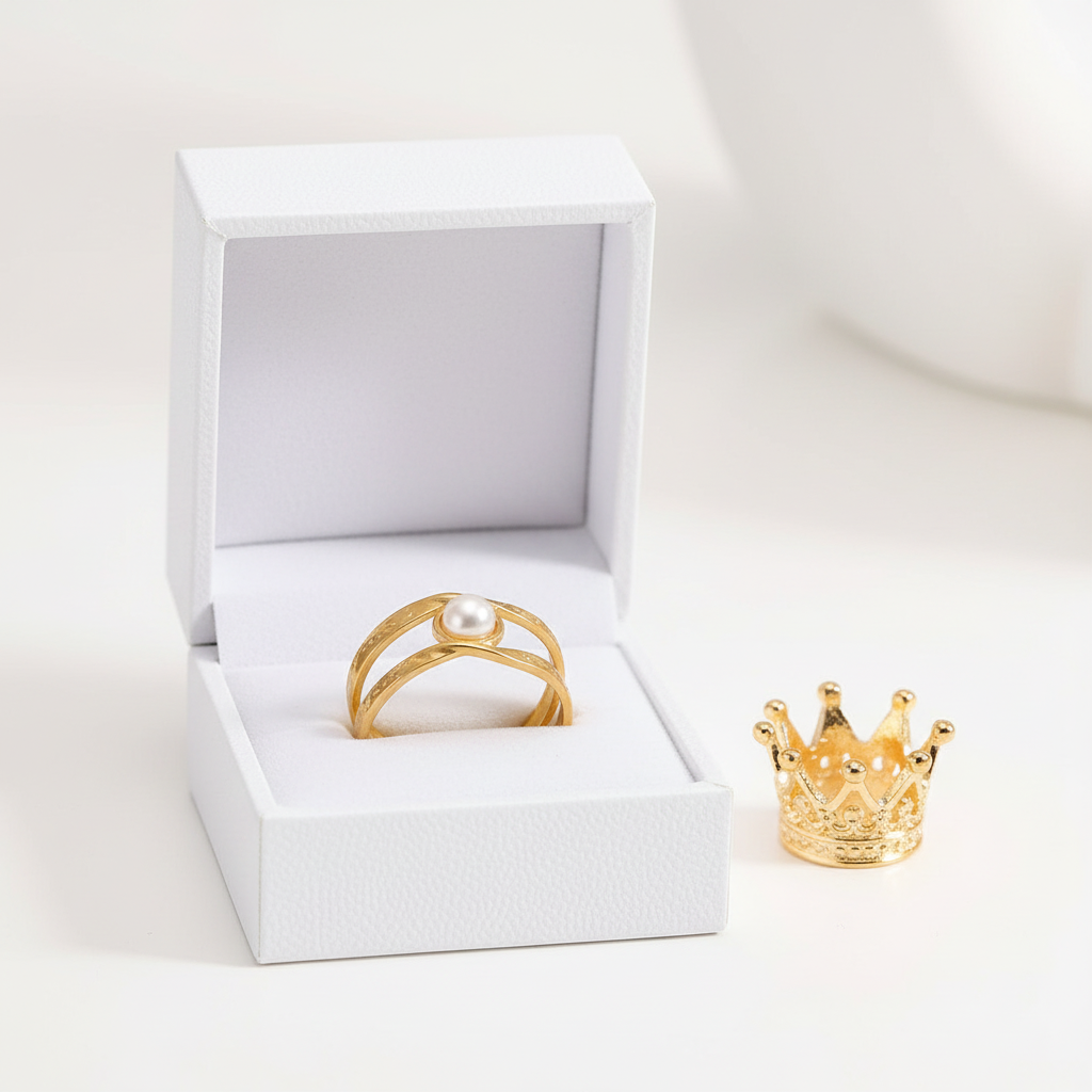 Everlee Ring in White Gift Box with Gold Crown