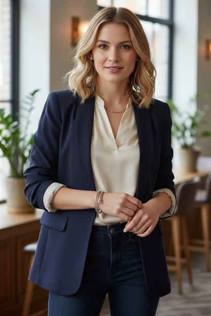Fair-haired model wearing Amara Twist Cuff