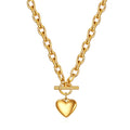 Julie is a 18k AAA gold plated Heart charm thick chain necklace