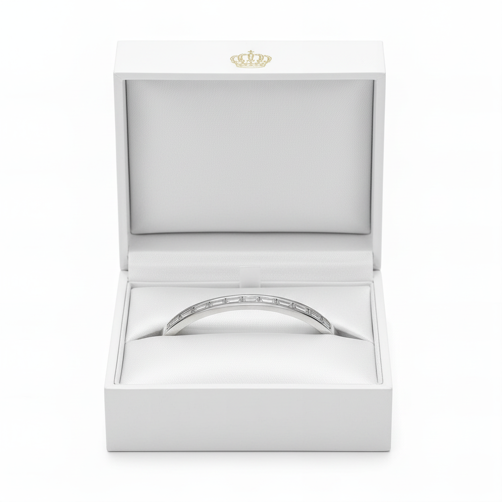 Maddison Bangle in white gift box with gold crown