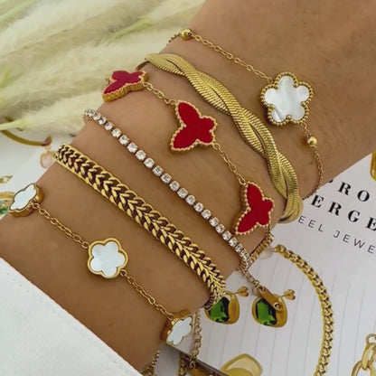 Daisy white flower 18k gold plated bracelet