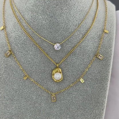 Aurora 18k plated gold necklace with zircon charms