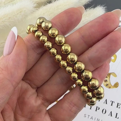 Etta stainless steel 6mm beaded bracelet