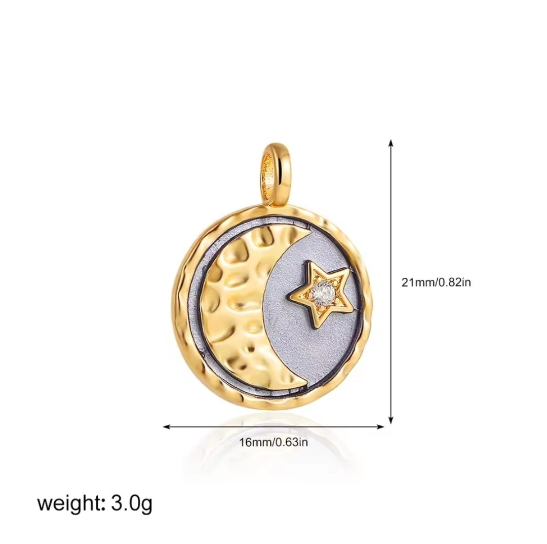 Moon and Star Disc Charm