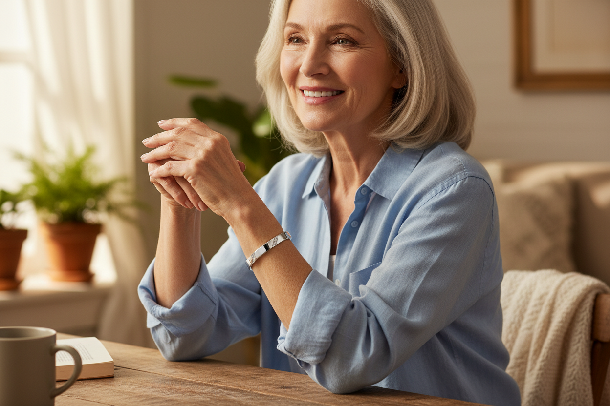 Woman in her 60s wearing Bella Bangle